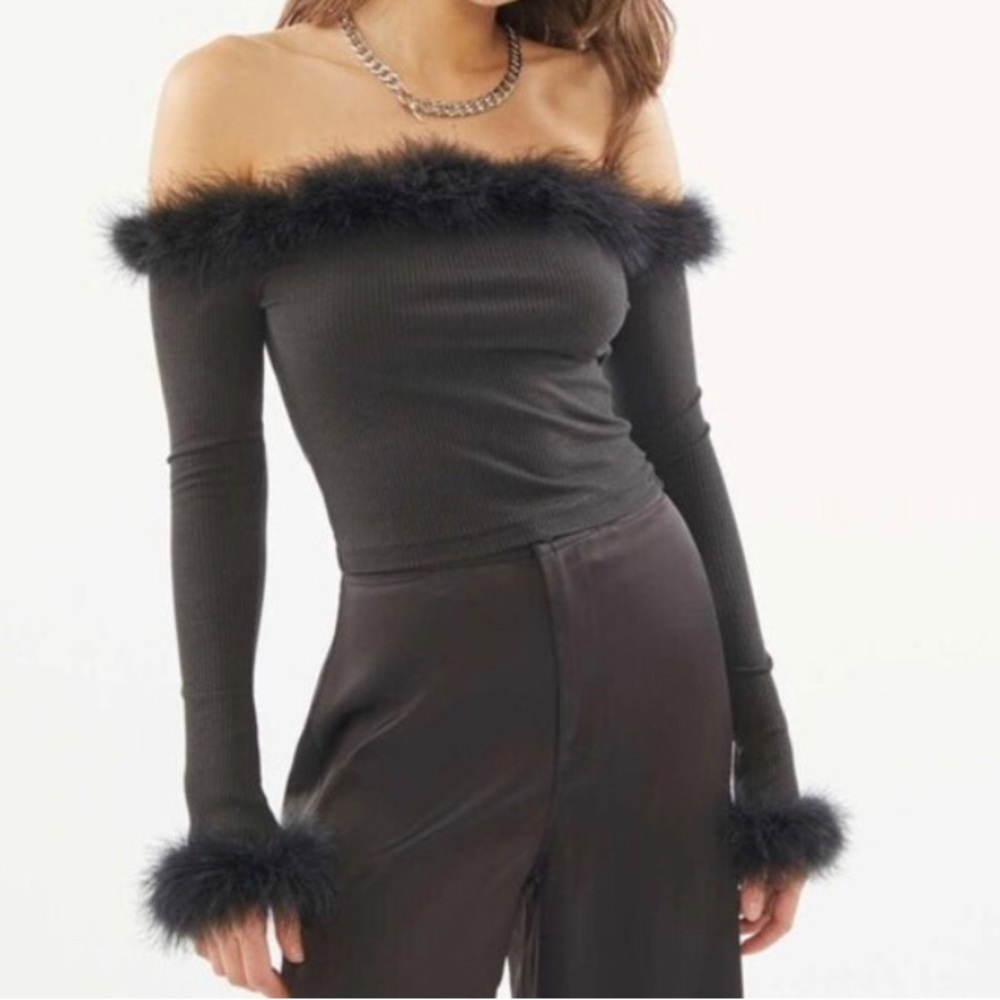 Urban Outfitters Feather Off Shoulder Top